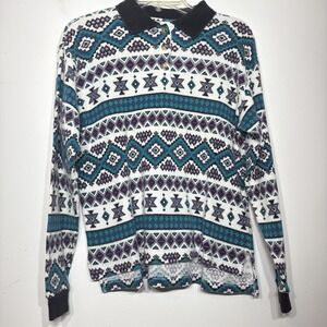 Vintage 90s Adobe Rose Womens  Southwestern Aztec Western Long Sleeve Shirt Sz M